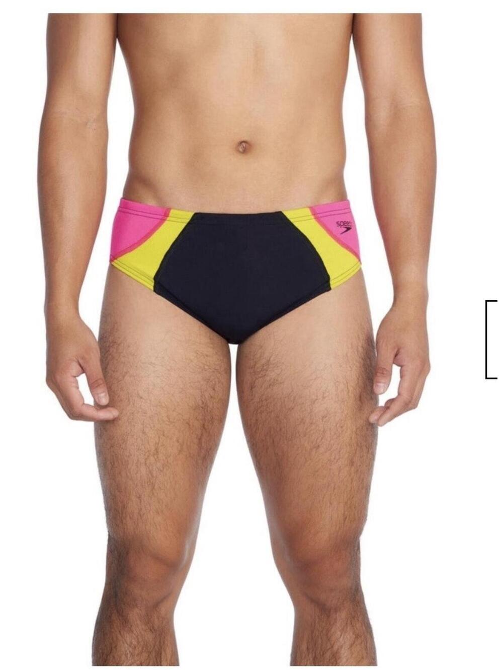 New Men's Speedo Colorblock One Brief Black  Size 30 Swimsuit Brief Swimming